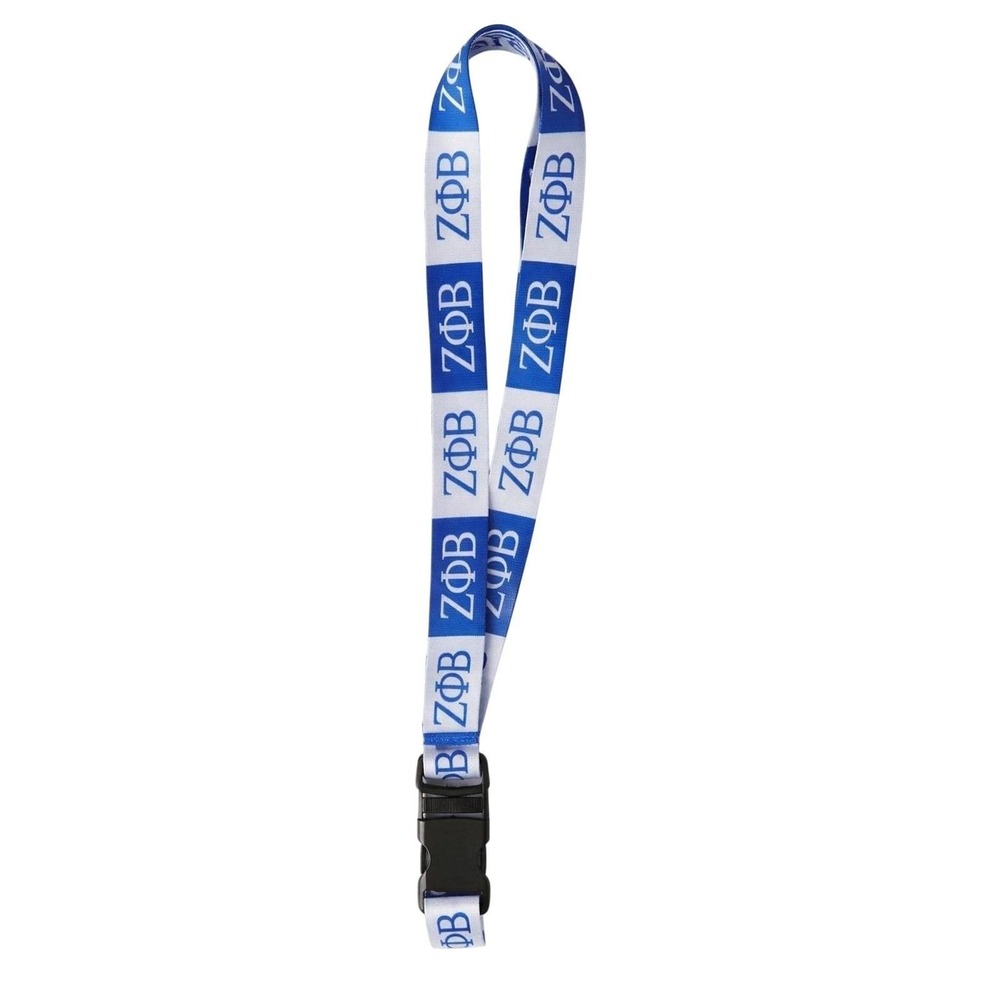 Zeta Phi Beta Lanyard Zeta Sorority Blue White Greek Letter ID Holder